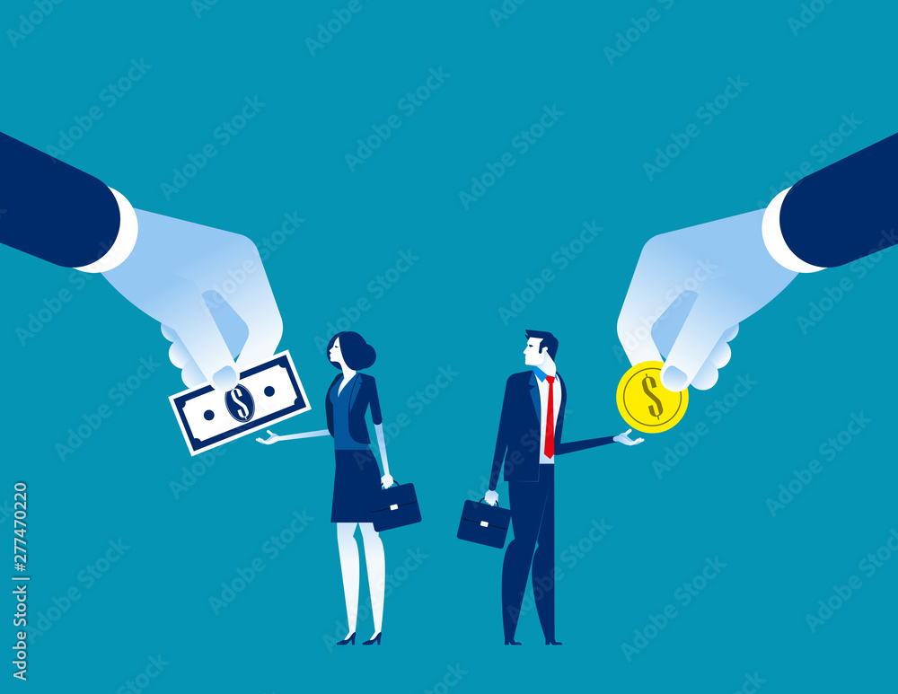 Salary Different for employee. Concept business vecto rillustration, Currency, Coin, Banknote Salary Different for employee. Concept business vecto rillustration, Currency, Coin, Banknote