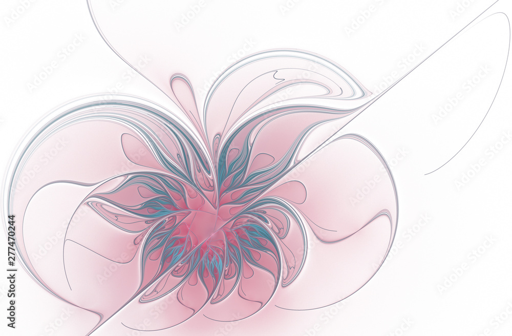 Elegant pink-blue flower on a white background. Fantasy. Fractal art Elegant pink-blue flower on a white background. Fantasy. Fractal art