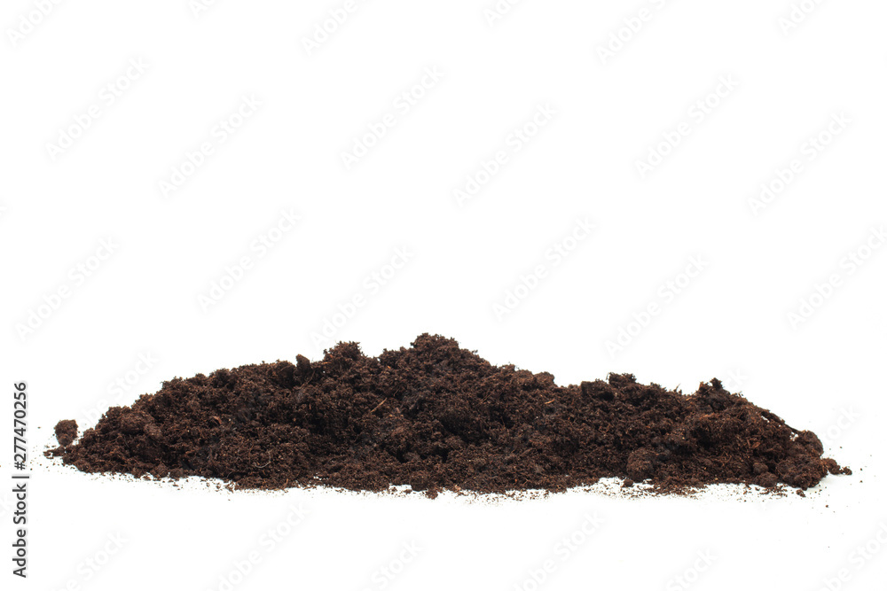 pile of soil isolated on white background - Image . pile of soil isolated on white background - Image .