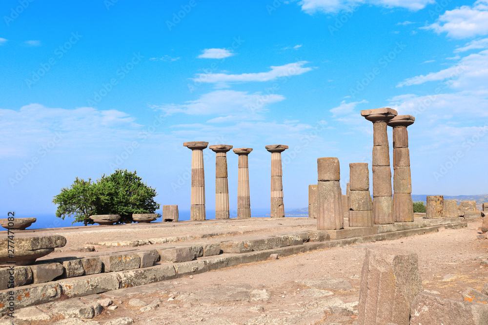 Ancient columns of Athena Temple, Assos, Canakkale, Turkey