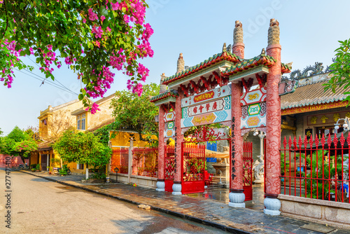 Colorful gate to small temple in Hoi An, Vietnam