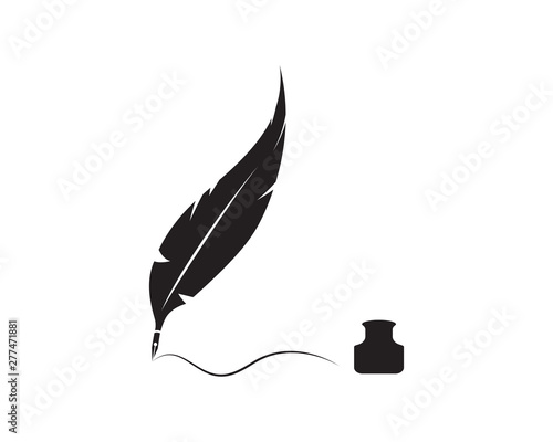 feather pen logo vector icon