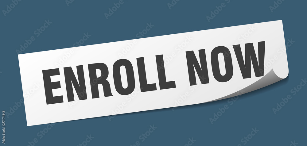 enroll now sticker. enroll now square isolated sign. enroll now