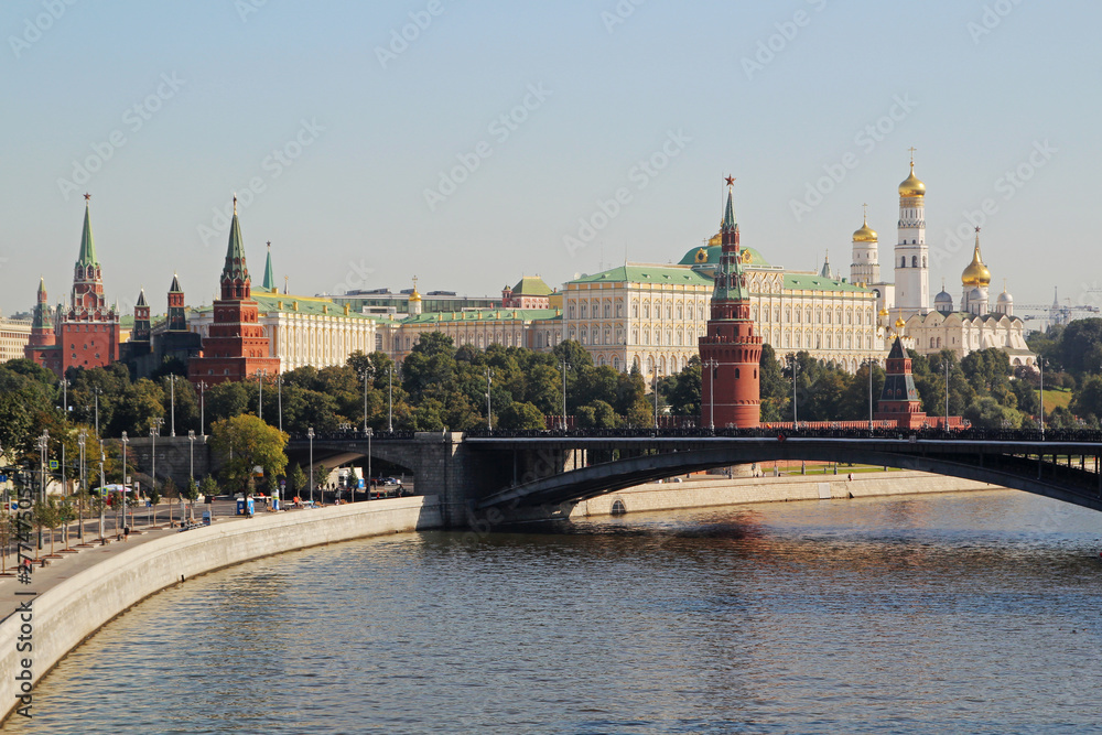 View to Moscow Kremlin from Patriarshy Bridge, Russia