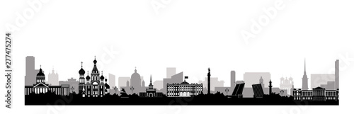 Panorama of Saint Petersburg paper art style vector illustration. Petersburg architecture. Panorama travel poster of top world famous symbol of Russia in flat style vector illustration.