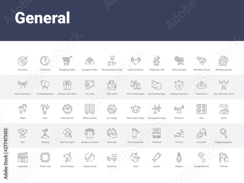 50 general set icons such as fretsaw, sledgehammer, nippers, dyupel, nuts, deckchair, history brush, brush history, patch crop. simple modern vector icons can be use for web mobile