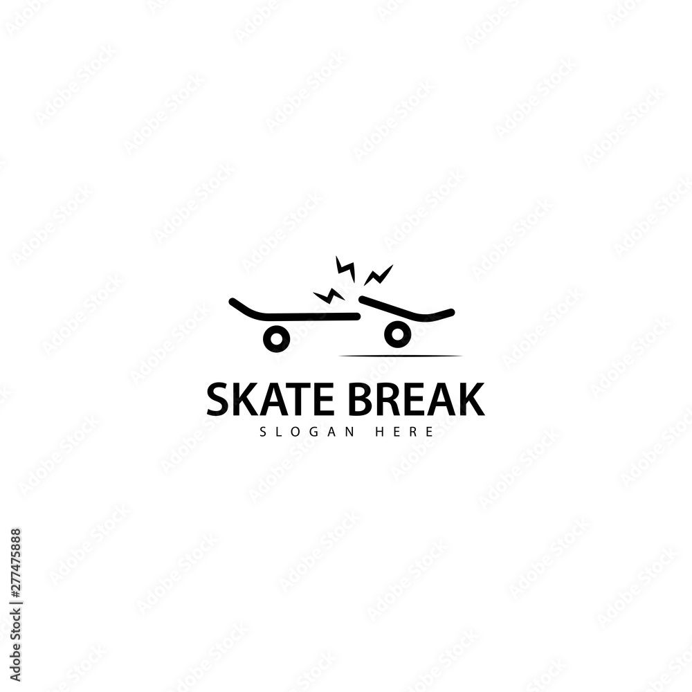 Skateboard Break Logo Design Icon Skateboard Break Logo Design Icon