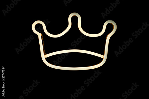 Glowing neon crown on isolated black background. Neon concept. Modern style. Neon sign.