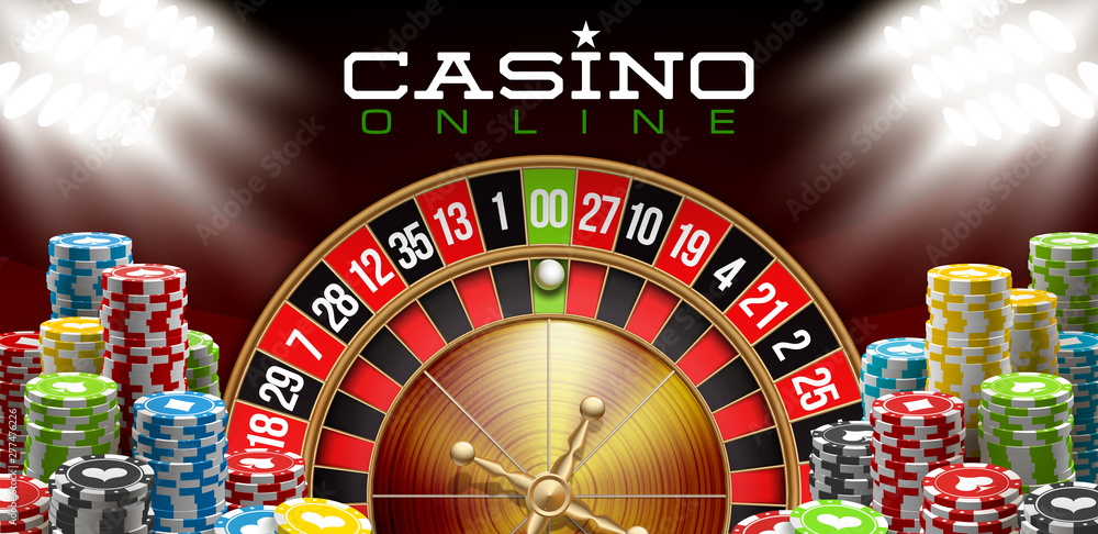 Premium Vector  Online casino gambling with roulette and poker