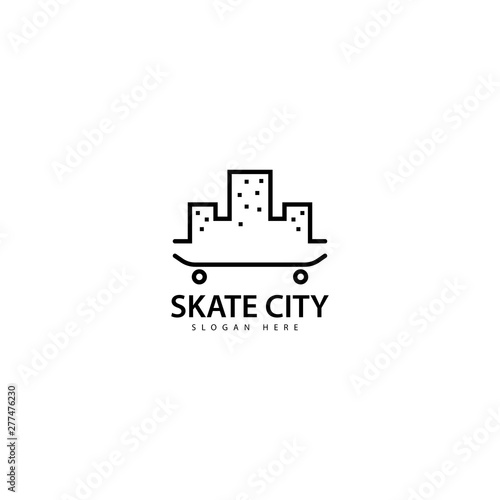 Skateboard City Logo Design Icon