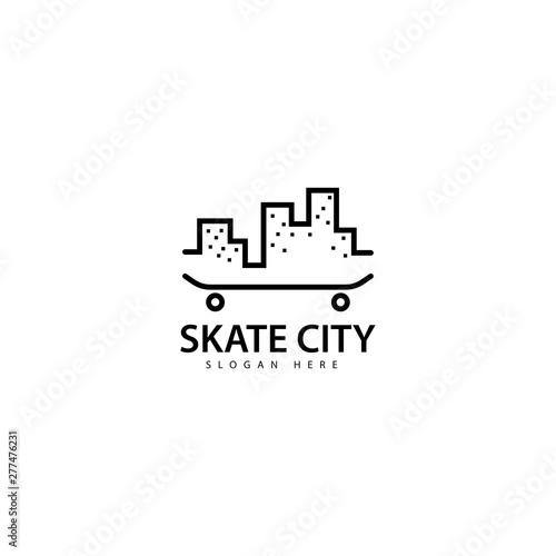Skateboard City Logo Design Icon