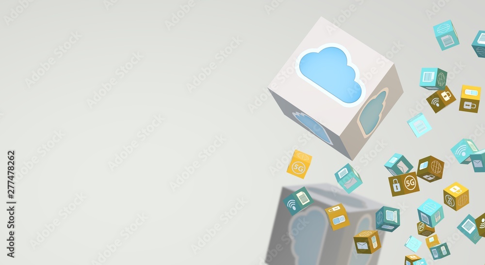 Cloud data 3d rendering for technology content. Cloud data 3d rendering for technology content.