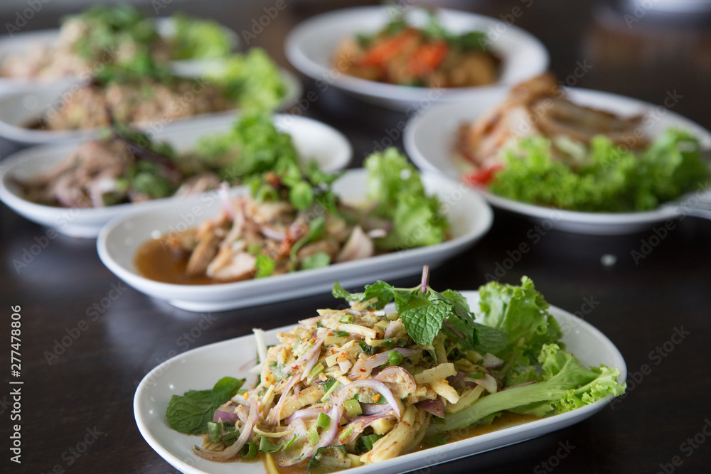 Northeastern Thai food with cauliflower rice keto food.