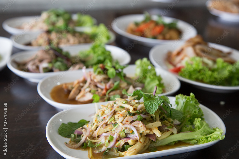 Northeastern Thai food with cauliflower rice keto food.