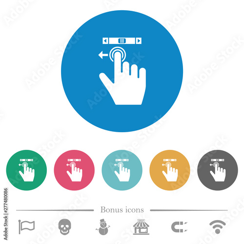 right handed scroll left gesture flat round icons photo