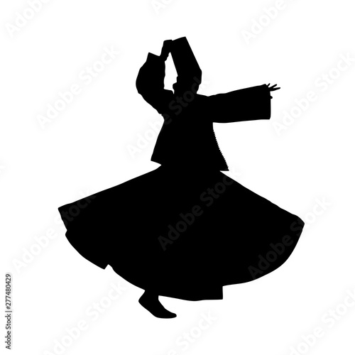 silhouette of sufi dervish tanura dancer