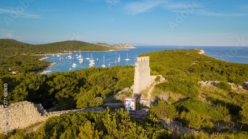 ancient fortress over the bay, on Zirje island, Croatia photo