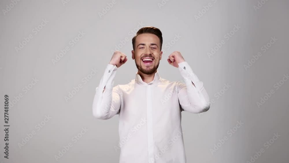 Happy man, winner, lucky wery happy emotions Happy man, winner, lucky wery happy emotions