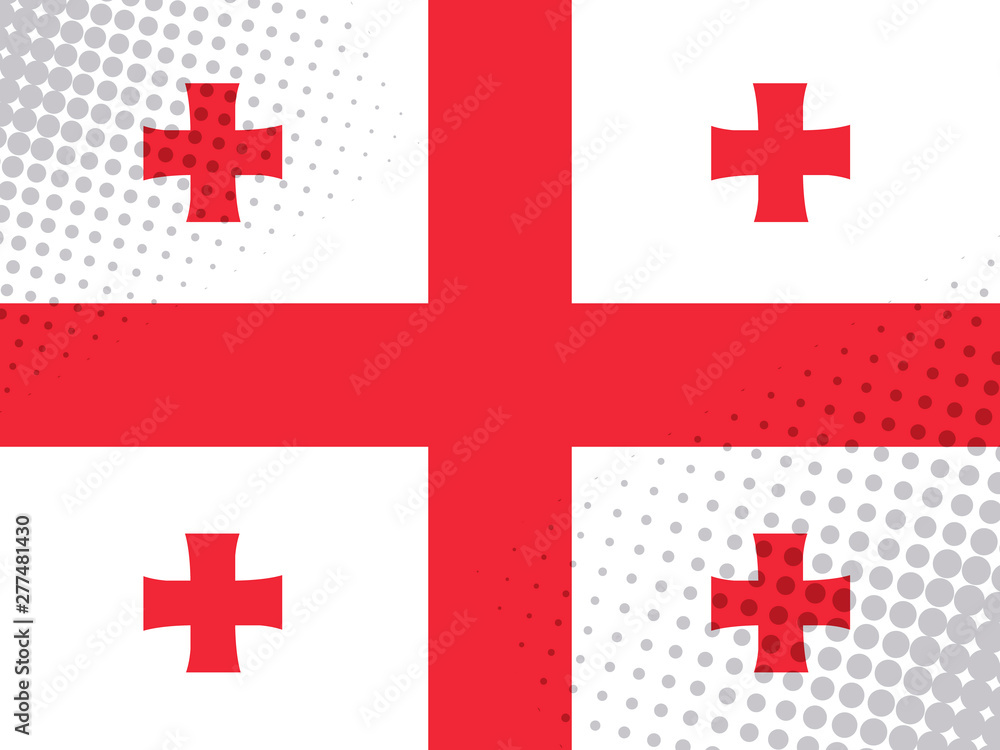 Vector image of the flag of Georgia with a dot texture in the style of comics Vector image of the flag of Georgia with a dot texture in the style of comics