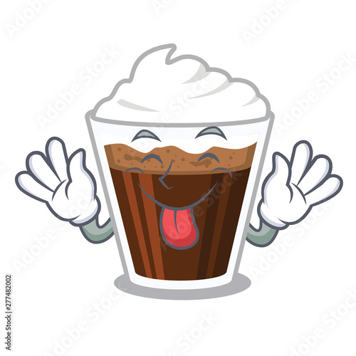 Tongue out Irish coffe in the character shape