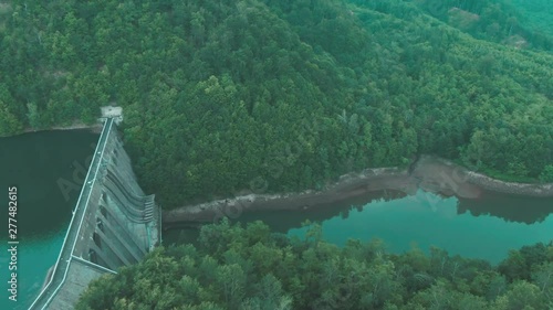 Aerial 4k drone shot of Firiza dam in Romania photo