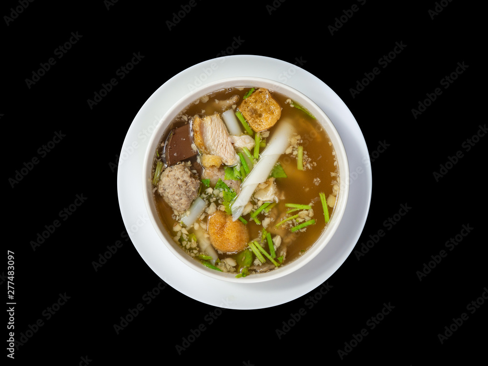 Paste of rice flour on black background isolate,thai food Paste of rice flour on black background isolate,thai food
