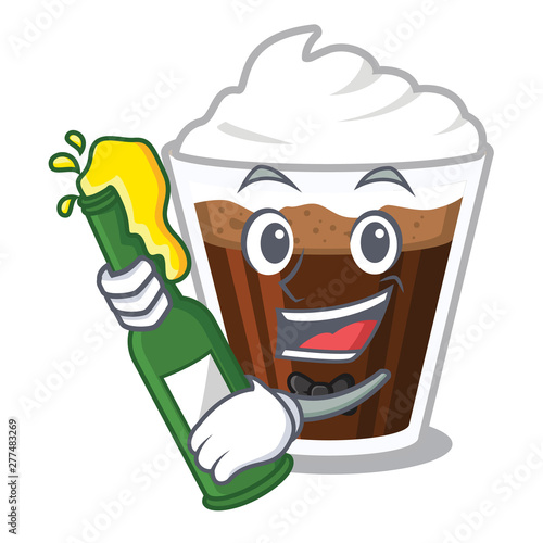 With beer Irish coffe in the character shape