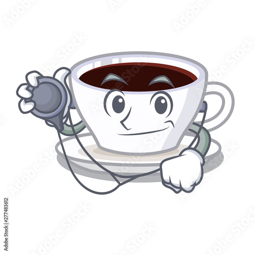 Doctor latte macchiato isolated with the mascot