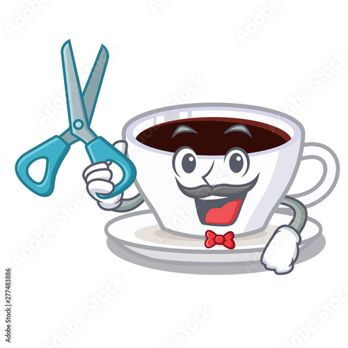 Barber latte macchiato isolated with the mascot