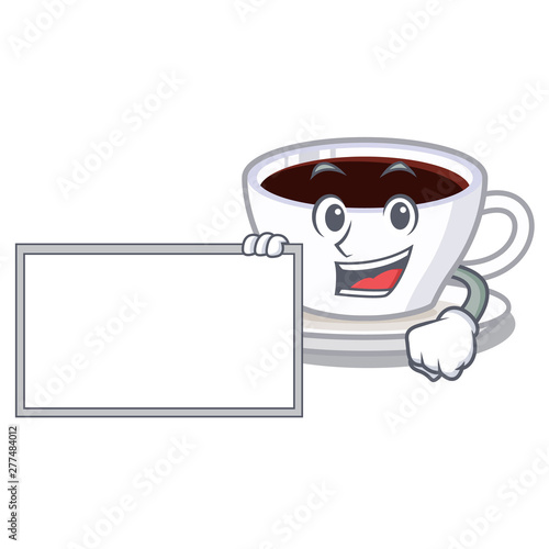 With board latte macchiato isolated with the mascot