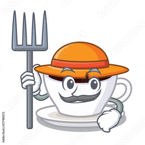 Farmer latte macchiato isolated with the mascot