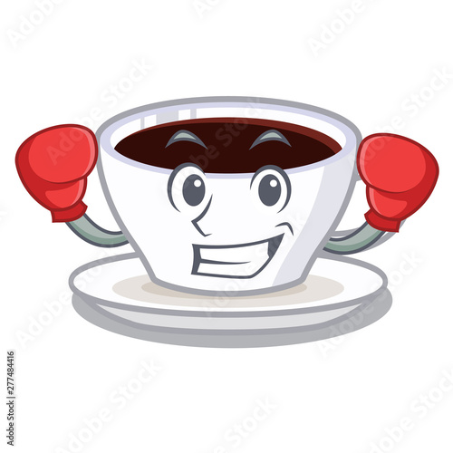Boxing latte macchiato isolated with the mascot