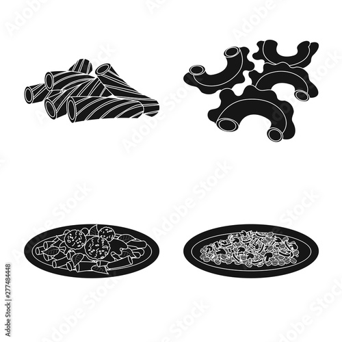 Isolated object of pasta and carbohydrate symbol. Set of pasta and macaroni vector icon for stock.