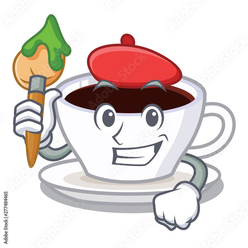 Artist latte macchiato isolated with the mascot