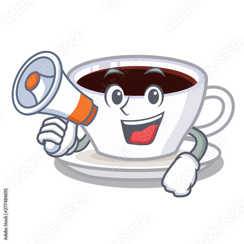 With megaphone latte macchiato isolated with the mascot