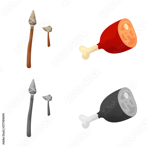 Vector design of evolution and neolithic logo. Set of evolution and primeval vector icon for stock.