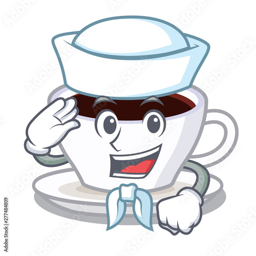 Sailor latte macchiato isolated with the mascot