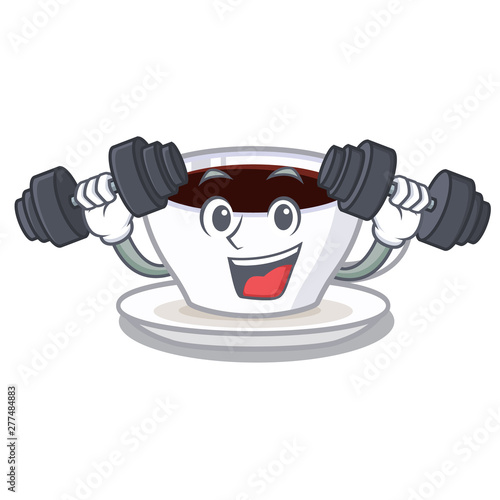 Fitness latte macchiato isolated with the mascot