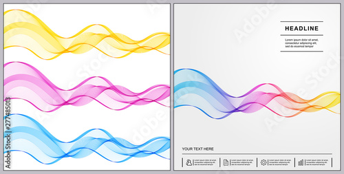 Universal Covers Design with Gradient Wave Lines on White Background.