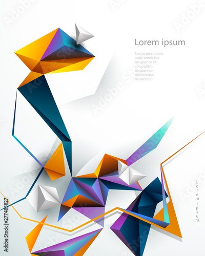 Vector Abstract 3D Geometric, Polygon background design. Multicolor, blue, purple, yellow and green color in triangle pattern shape. Polygonal background for banner, template, business, web design