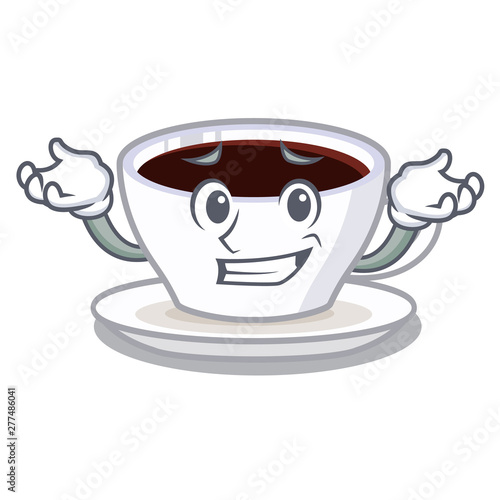 Grinning latte macchiato poured in cartoon glass