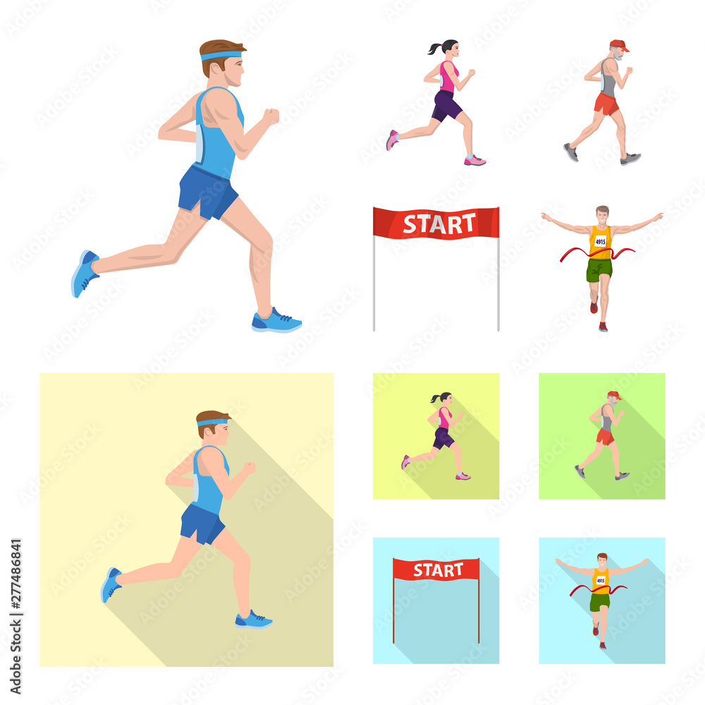 Vector design of sport and winner symbol. Set of sport and fitness stock vector illustration.