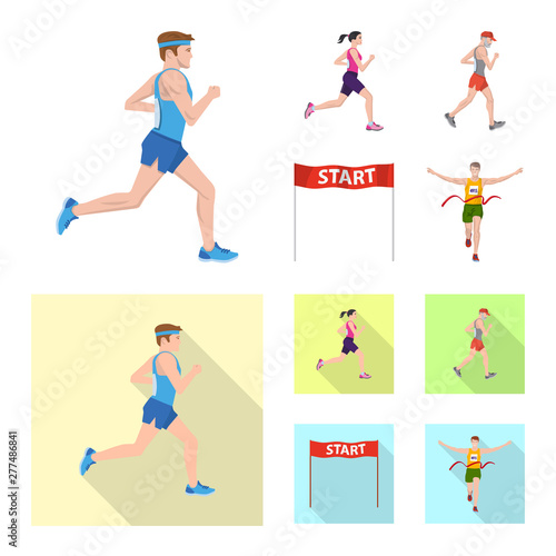 Vector design of sport and winner symbol. Set of sport and fitness stock vector illustration.