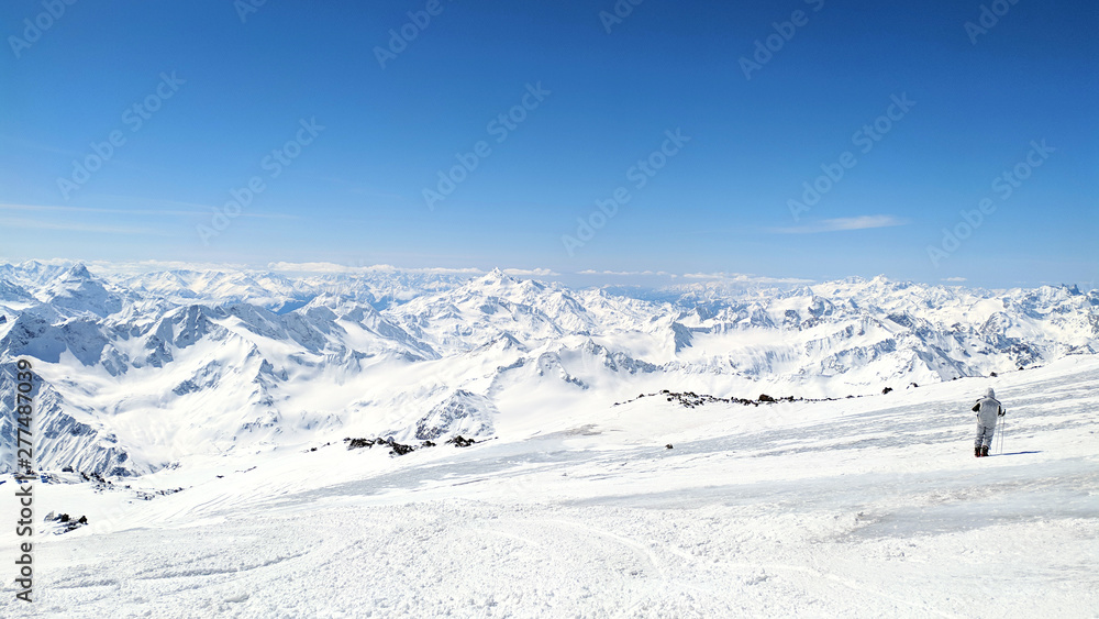 Landscape of beautiful slopes of the Caucasus Mountains, Elbrus