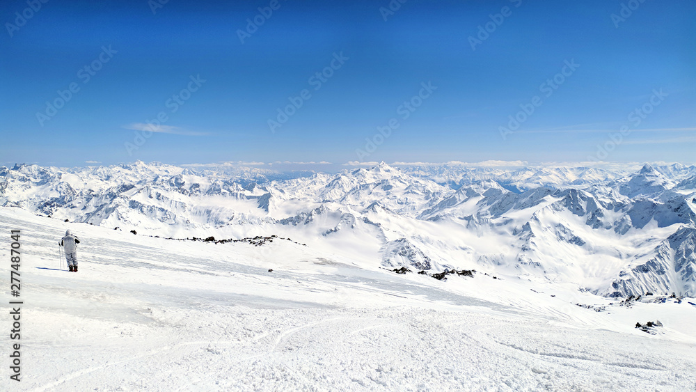 Landscape of beautiful slopes of the Caucasus Mountains, Elbrus