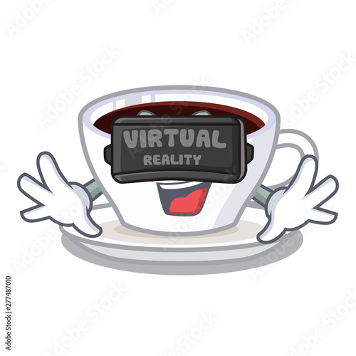 Virtual reality latte macchiato in the cartoos shape