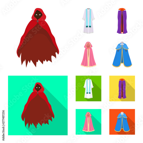 Vector illustration of material and clothing icon. Set of material and garment stock vector illustration.