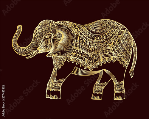 Fototapeta Naklejka Na Ścianę i Meble -  Indian elephant. Hand drawn indian elephant . Vector illustration.