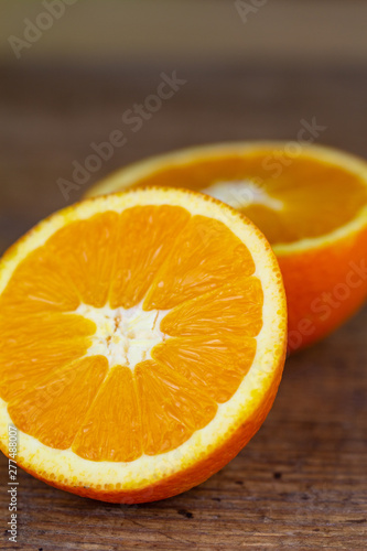orange fruits isolated on wooden board copy space