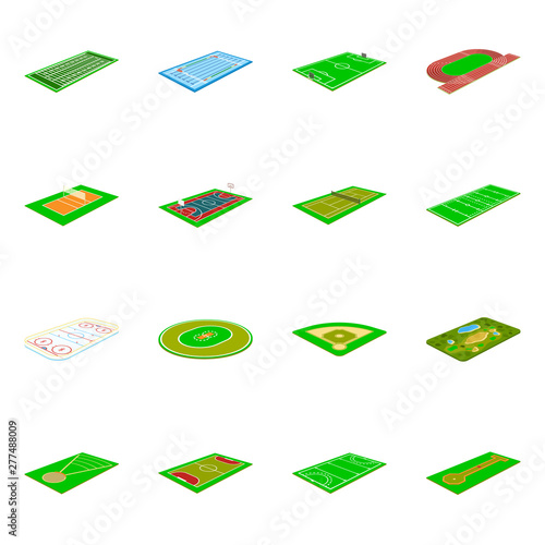 Vector illustration of stadium and grass icon. Set of stadium and construction vector icon for stock.